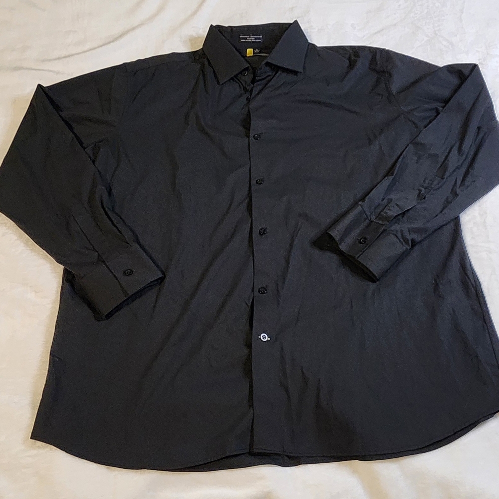 Stacy Adams Classic Black Button Up Dress Shirt, EUC, Size 18 36/37